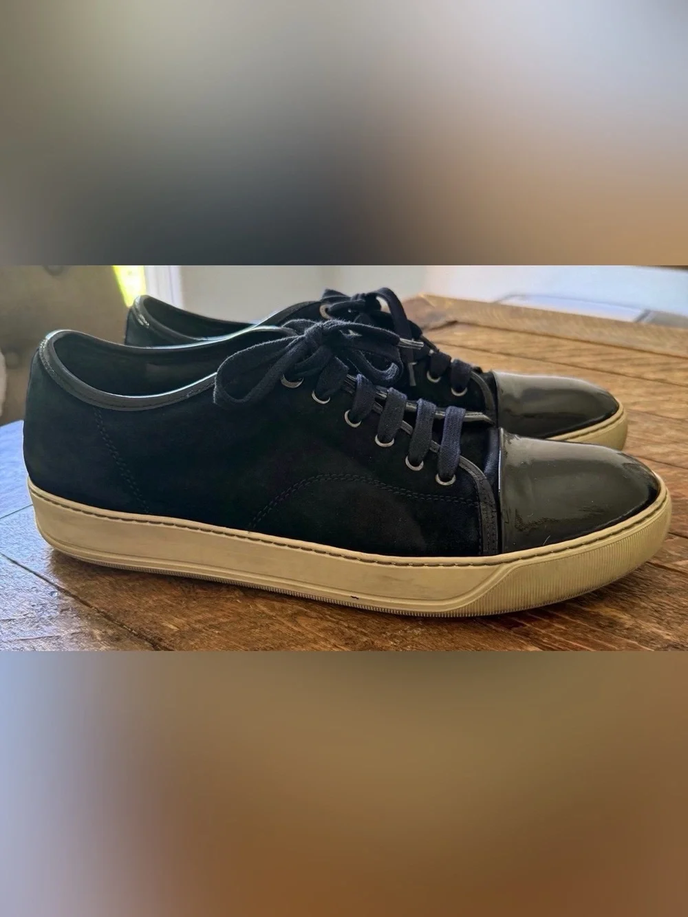 Men's Lanvin Black Low-Top Lace-Up Sneakers (Size 10.5)